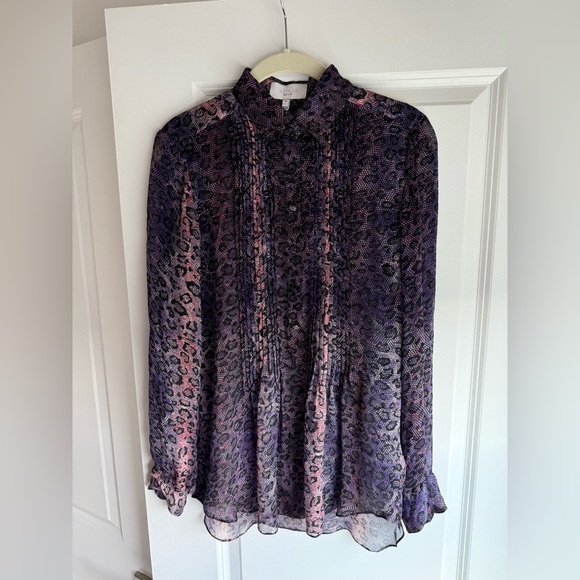 Adam Lippes Tops - Adam Lippes Silk Button Up Blouse Purple Snakeskin Size 0